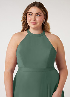Azazie Clarice Bridesmaid Dresses Sea Moss A-Line Halter Chiffon Dress image13