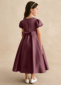 Azazie Princess Flower Girl Dresses Sangria A-Line Pleated Matte Satin Dress image2