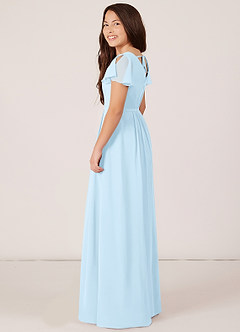 Azazie Peony Junior Sky Blue A-Line Pleated Chiffon Dress image5