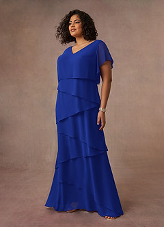 Azazie OHara Mother of the Bride Dresses Royal Blue A-Line V-Neck Chiffon Dress image13