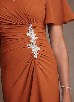 Azazie Suffolk Mother of the Bride Dresses Cinnamon A-Line Pleated Chiffon Dress image5