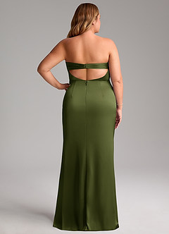 Azazie Leonis Bridesmaid Dresses Olive Mermaid Pleated Stretch Satin Convertible Dress image10