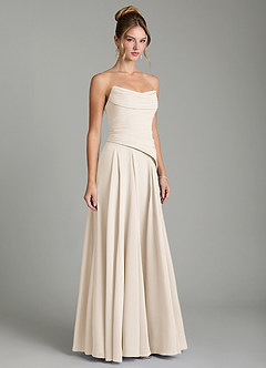 Azazie Gabriela Bridesmaid Dresses White Alabaster A-Line Corset Chiffon Dress image5