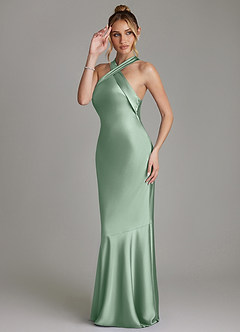 Azazie Reign Bridesmaid Dresses Agave Mermaid Pleated Stretch Satin Dress image5