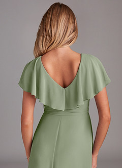 Azazie Lainey Bridesmaid Dresses Pistachio A-Line with Pockets Chiffon Dress image2