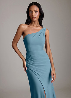 Azazie Madelyn Bridesmaid Dresses Bermuda Mermaid One Shoulder Chiffon Convertible Dress image7