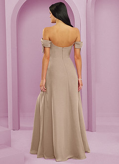 Barbie ♥ Azazie Jurken voor bruidsmeisjes Converteerbaar Jurk van Chiffon met A-Lijn Off the Shoulder Taupe image9