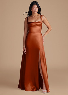 Azazie Hope Bridesmaid Dresses Auburn A-Line with Pockets Metallic Satin Dress image5