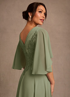 Azazie Tilda Abiti per la Madre della Sposa Abito A-Line in Chiffon Pizzo Pistacchio image4