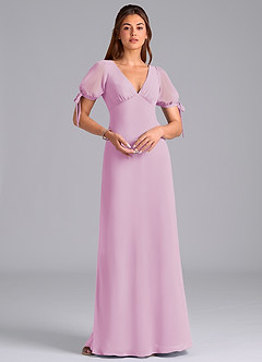 Azazie Pheby Bridesmaid Dresses Candy Pink A-Line Pleated Chiffon Dress image3