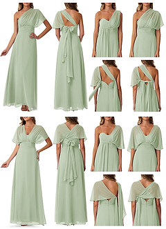 Azazie Fifi Vestidos de damas de honor Vestido de Salvia Polvorienta de Gasa de Corte en A Convertible con Sin tirantes image10