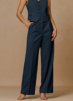front Rowan Bleu Marine Pantalon de performance en tissage raffiné