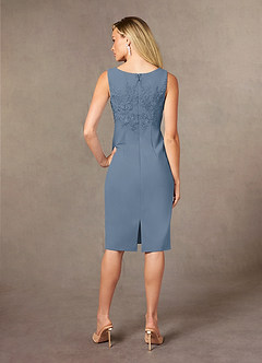 Azazie Ryne Mother of the Bride Dresses Dusty Blue Sheath Lace Dress image2