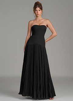 Azazie Yuliana Bridesmaid Dresses Black A-Line Strapless Chiffon Dress image1