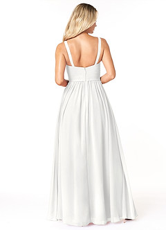 Azazie Chanel Brautjungfernkleider A-Linie Plissee Chiffon Kleid Weiß image6