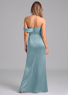 Azazie Lisbeth Vestidos de damas de honor Vestido de Azul Malhumorado de Satén Elástico de Corte Sirena Convertible con Vestidos sin tirantes image7