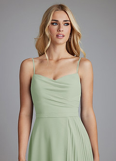 Azazie Celaena Robes de demoiselle d'honneur Robe Trapèze en Mousseline de soie Plissée Vert Sauge image6