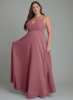 Azazie Amani Brautjungfernkleider A-Linie Plissee Chiffon Kleid Wüstenrose image7