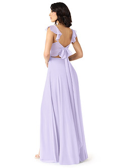 Azazie Everett Bridesmaid Dresses Lilac A-Line V-neck Ruched Chiffon Dress image2