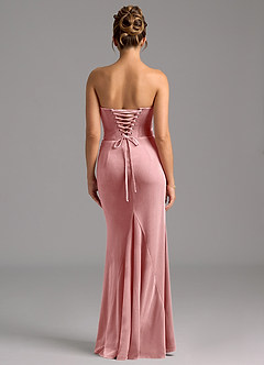Azazie Sorrel Vestidos de damas de honor Vestido de Rosa Polvorienta de terciopelo de Corte Sirena Convertible con Corsé image8