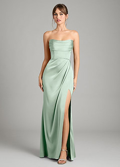 Azazie Johana Bridesmaid Dresses Agave Mermaid Off the Shoulder Stretch Satin Convertible Dress image9