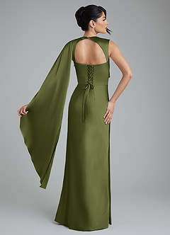 Azazie Taj Bridesmaid Dresses Olive Mermaid Corset Stretch Satin Dress image2