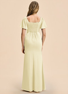Azazie Chace Junior Lemon Sorbet Sheath Stretch Satin Dress image2