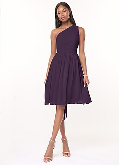 Azazie Katrina Jurken voor bruidsmeisjes Jurk van Chiffon met A-Lijn One-Shoulder Pruim image1