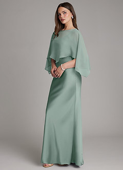 Azazie Ambra Bridesmaid Dresses Silver Sage Mermaid Pleated Stretch Satin Dress image6