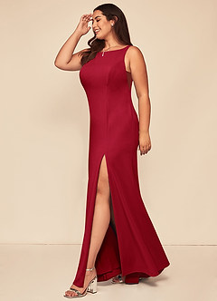 Azazie Rogue Bridesmaid Dresses Scarlet Mermaid Scoop Side Slit Stretch Crepe Dress image10
