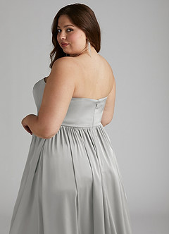 Azazie Morana Final Sale Silver A-Line Off the Shoulder Stretch Satin Convertible Dress image20