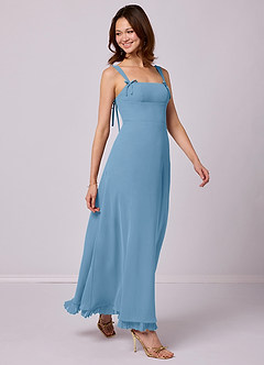 Barbie ♥ Azazie Final Sale Steel Blue A-Line Pleated Chiffon Dress image1