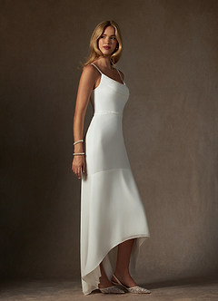 Azazie Sunbeam Abiti da Sposa Abito Sirena in Chiffon Perline Bianco Diamante image4