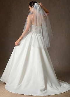 front Double Layer Lace Applique Tulle Waltz Veil