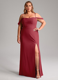 Azazie Saige Bridesmaid Dresses Pomegranate A-Line Off the Shoulder Chiffon Convertible Dress image13