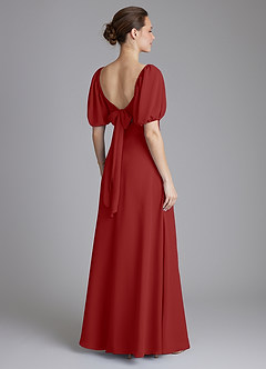 Azazie Fatima Bridesmaid Dresses Rust A-Line with Pockets Chiffon Dress image5
