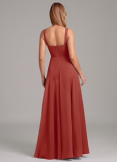 Azazie Shaude Bridesmaid Dresses Terracotta A-Line Pleated Chiffon Dress image2