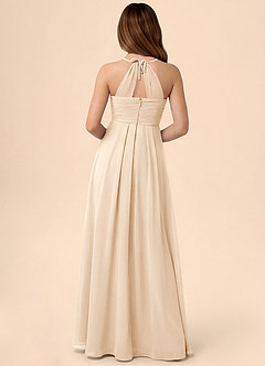 Azazie Ginny Junior Robe Trapèze en Mousseline de soie Plissée Albâtre Blanc image4