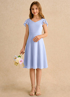 Azazie Narin Girls Formal Abiti da Ragazza di Fiori Abito A-Line in Chiffon con Maniche Ghiaccio image3