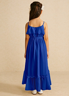 Azazie Karmen Flower Girl Dresses Royal Blue A-Line Ruched Chiffon Dress image3