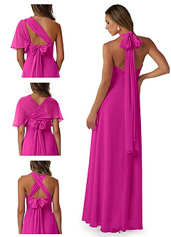 Azazie Fifi Bridesmaid Dresses Fuchsia A-Line Strapless Chiffon Convertible Dress image8