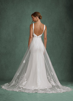 Azazie Ebony Vestidos de novia Vestido Diamante Blanco de Satén con cara trasera de crepé de Línea A con Lentejuelas image2