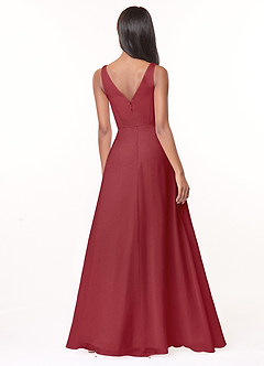 Azazie Nala Bridesmaid Dresses Pomegranate A-Line Pleated Chiffon Dress image2