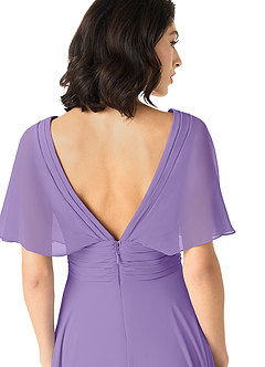 Azazie Pamela Brautjungfernkleider A-Linie V-Hals Gefaltet Chiffon Kleid Tahiti image5