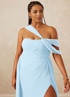 Christian Siriano Bridal for Azazie 1014 Bridesmaid Dresses Sky Blue A-Line Off the Shoulder Chiffon Dress image15