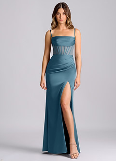 Azazie Alyce Bridesmaid Dresses Bermuda Mermaid Off the Shoulder Stretch Satin Convertible Dress image5