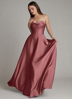 Azazie Meleena Brudtärnklänningar Klä av A-Linje i Stretch Satin Axelbandslös Ametist image5