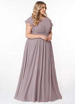 Azazie Daphne Bescheidene Brautjungfernkleider A-Linie Gekräuselt Chiffon Bodenlänge Kleid image9
