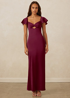 Christian Siriano Bridal for Azazie 1005 Bridesmaid Dresses Mulberry Sheath Sweetheart Neckline Stretch Satin Dress image1