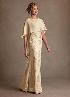 Azazie Amrita Mother of the Bride Dresses Champagne Mermaid Lace Chiffon Dress image2